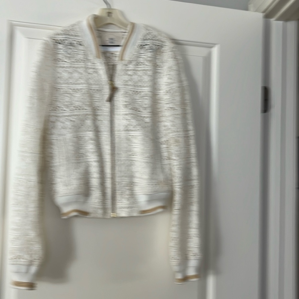 Hei Hei cream colored lace bomber jacket